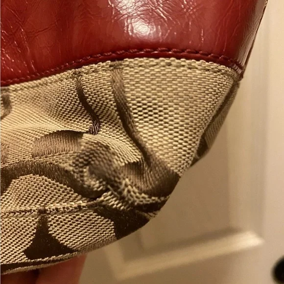 Coach Red and Brown Signature Tote - Picture 4 of 16